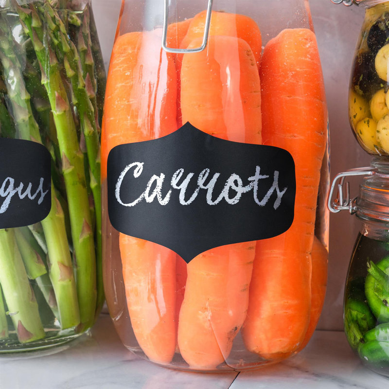 Argon Tableware - Glass Storage Jar Labels - Black, 6.5cm H x 10.5cm W x 0.1cm D