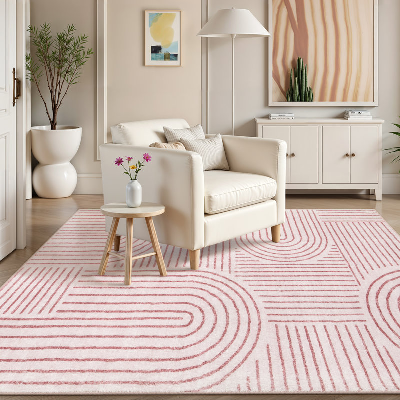 Abstract Washable Area Rug Soft Bedroom Rug for Living Room Ultra-Thin Non Slip Office Carpet, Rectangle 4' x 6'