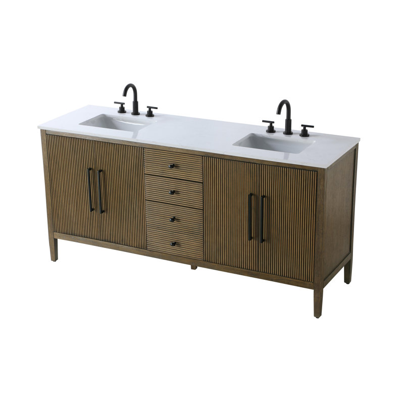 Meuble-lavabo double 72 po, Noisette chêne