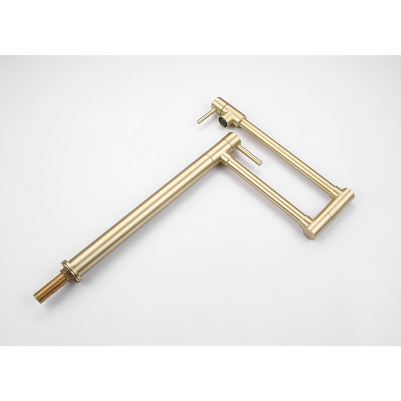 Pot Filler Faucet With Extension - 360 Swivel And Foldable, Brushed Gold, Brass, Double Handles For Seamless Water Release, Corrosion Surface Treatment Rotatable Foldable Design, Efficient