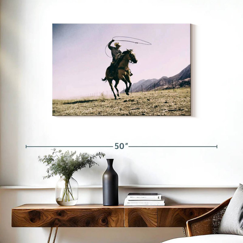 Lelar Cowboy et son lasso, H 24 po x l 36 po