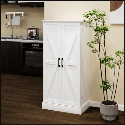 Garde-manger autoportant à DEL avec 2 portes, supports et tablettes réglables pour un rangement spacieux et une conception élégante