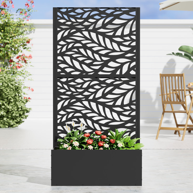 Metal Planter Box with Trellis, 59" H x 30" W x 11" D