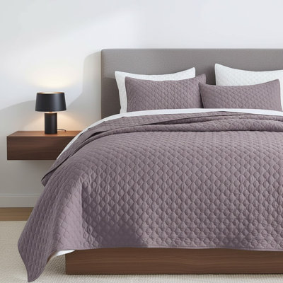Ensemble de couvre-lit léger matelassé pour grand lit, grand lit, mauve léger pour toutes saisons, 3 pièces