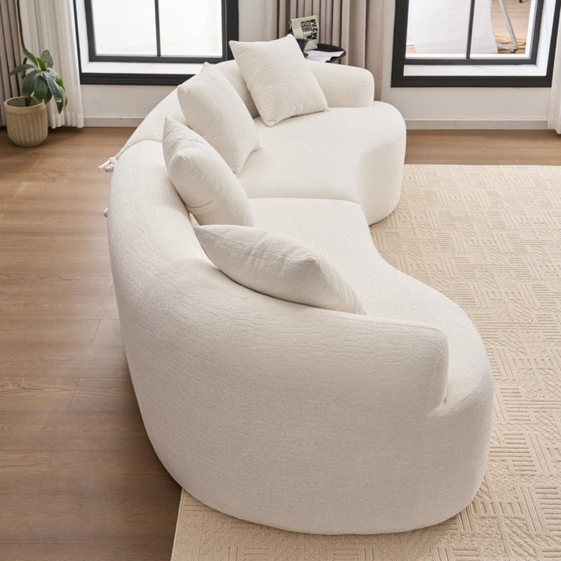 Canapé courbé sans os, canapé modulaire à compression, canapé-lit pour salon, 4, Blanc