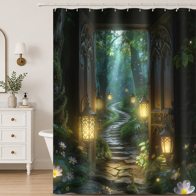 Shower Curtains with Hooks Included