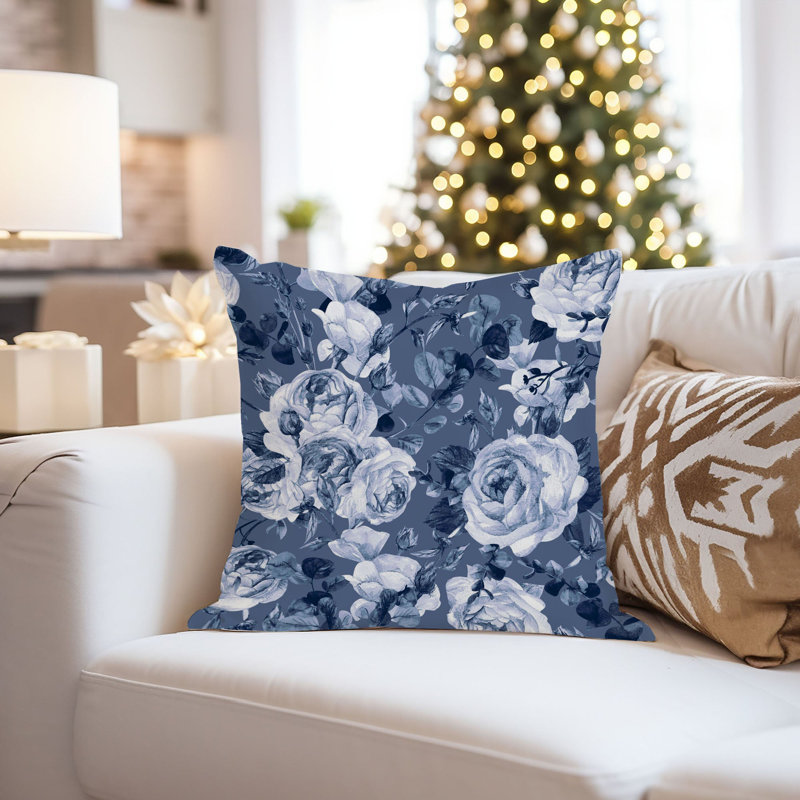 Floral Blue Flower Elegance Modern, 18"H x 18"W
