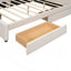 Lit plateforme double tapissier avec USB et 2 tiroirs, beige