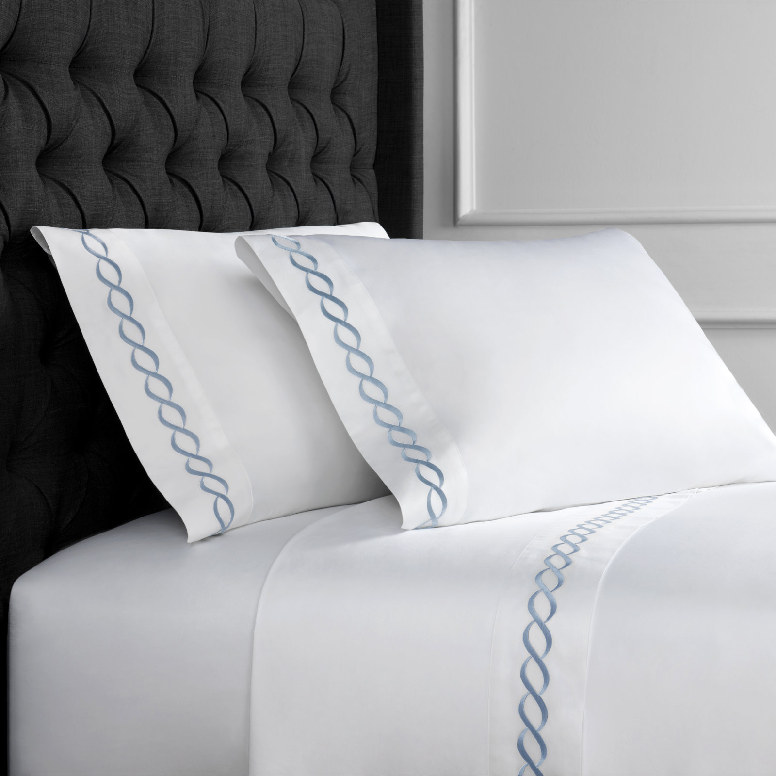 Barden Cotton Sheet Set, Twin Sheet Set with 1 Pillowcase, Blue/White
