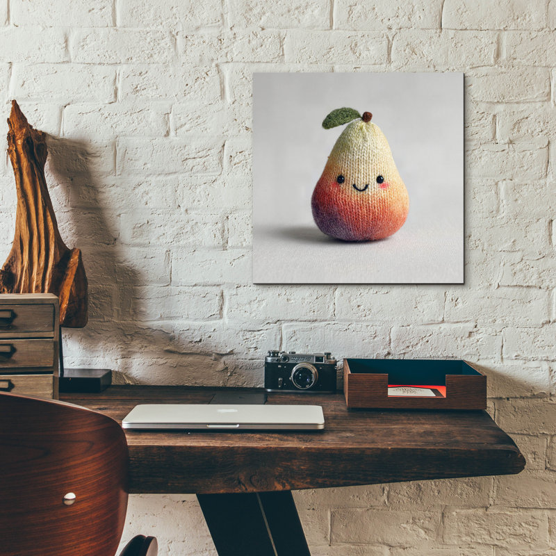Art mural en verre épique «Kn tricot Emotion Support Pear» par Ann Klee, 12 po x 12 po, H 12 po x l 12 po