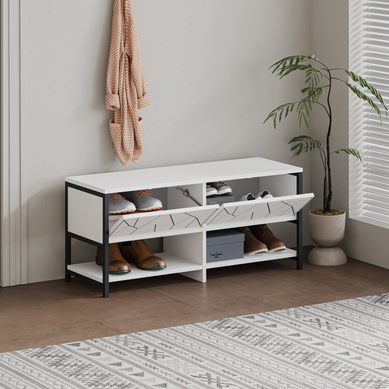 8 Pair Shoe Storage Cabinet, White