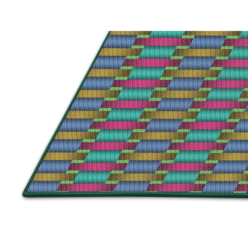 Tapis de zone vert foncé à motifs, Rectangle 5 pi x 8 pi