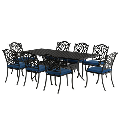 Subash 8 - Person Patio Dining Set with Rectangular Table , Cushions Included