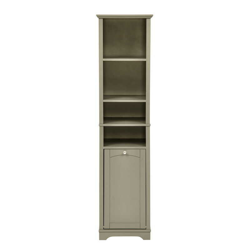 Rangement de salle de bain de 63,8 po de hauteur avec 4 tablettes réglables et un panier à linge. Élégant et pratique pour les sous-sols de maison