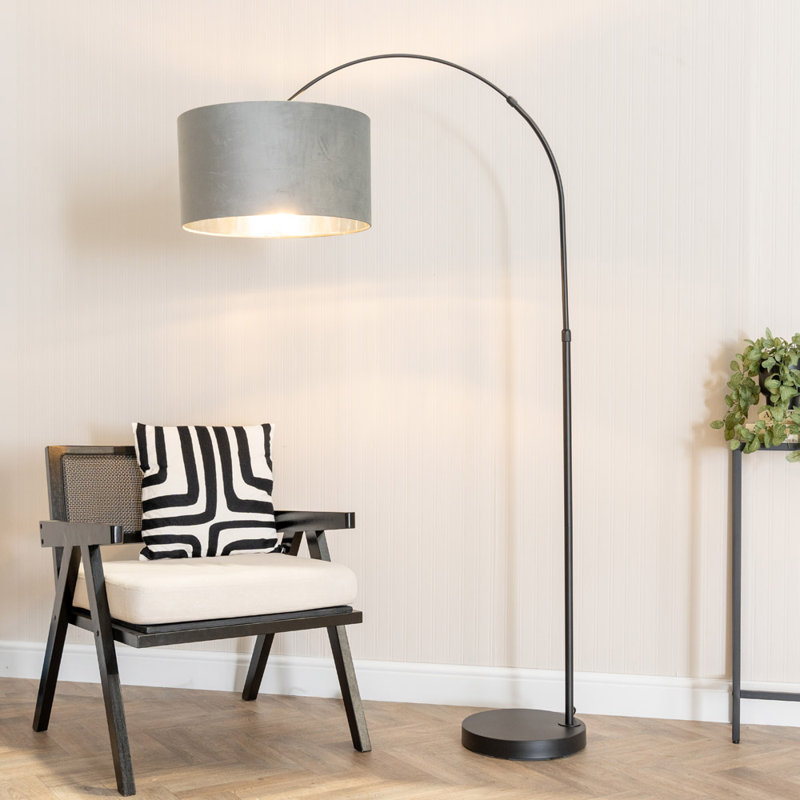 Aidann 180cm Matte Traditional Floor Lamp, Grey/Chrome, Yes
