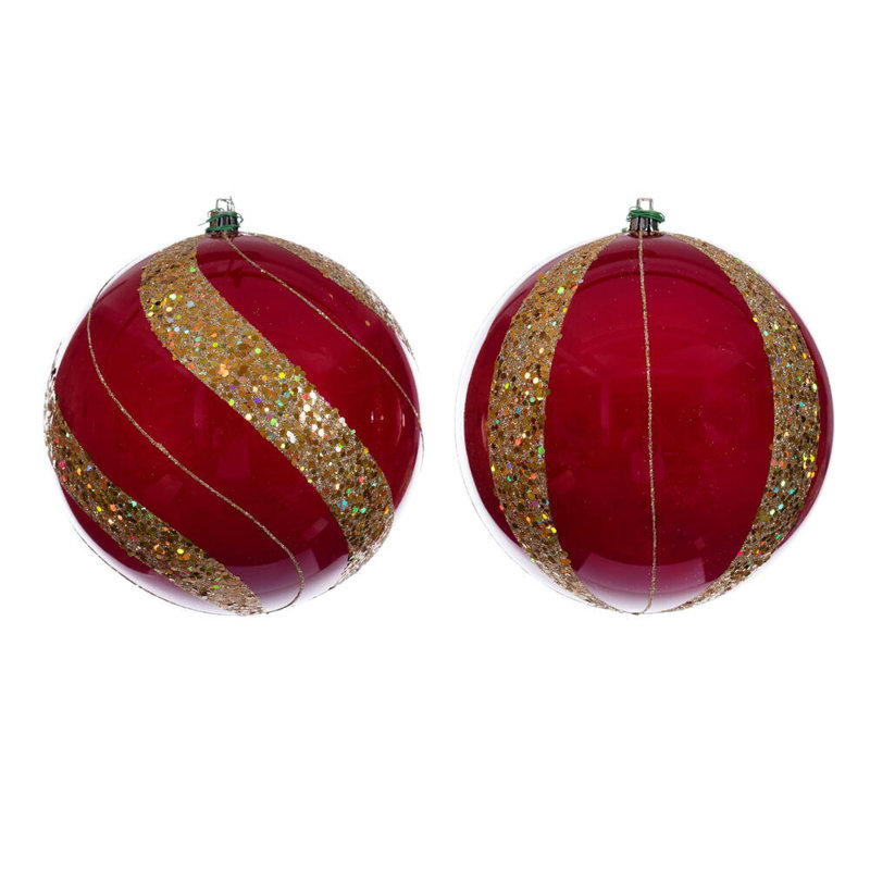 Vickerman Pearl Sequin Ball Ornament Assortment, Purple Pearl, 6" H x 6" W x 6" D