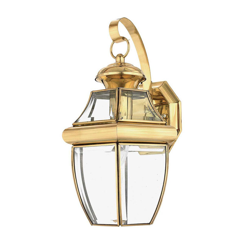 Rochelle Polished Brass Outdoor Wall Lantern, 35.6cm H x 22.9cm W x 20.3cm D
