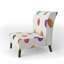 Fauteuil de chambre rembourré en velours orange à pois orange et bleu