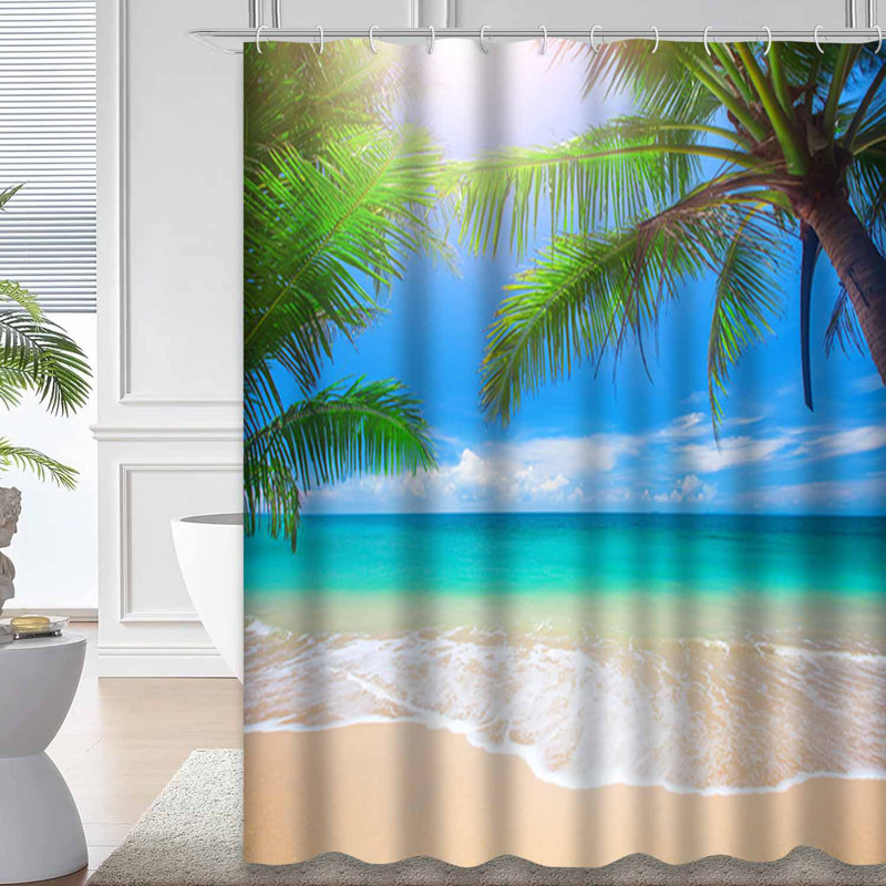 Rideau de douche Tropical Beach Palm, L 72 po x l 84 po
