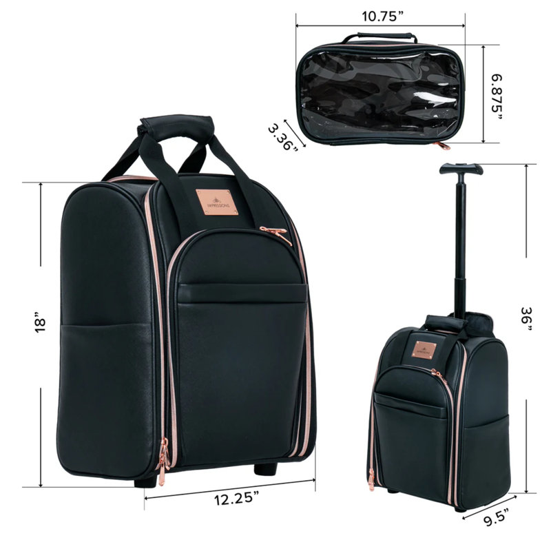 Slayssentials Luxe Travel Makeup Organizer Case with Zip Closure and Carry Handle, Cosmetic Travel Bag
