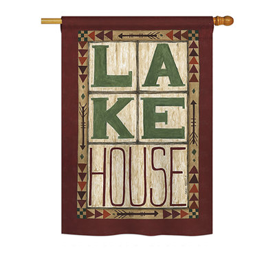 Mélange de polyester 2 côtés 40 x 28 po lake house nature drapeau maison
