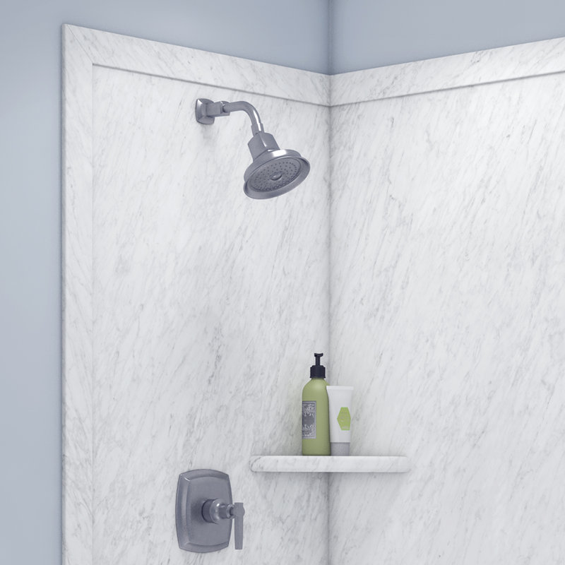 FlexStone Elegance 2-Panel 48"W x 36"D x 80"H Corner Shower Surround in Frost, Frost