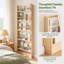 Bibliothèque à 6 niveaux en bois massif à portes et mur, profondeur 3,93 ", garde en forme de L, finition non toxique-129523508