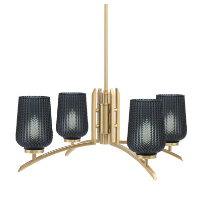 Lustre lumineux avec verre texturé fumé 5 po