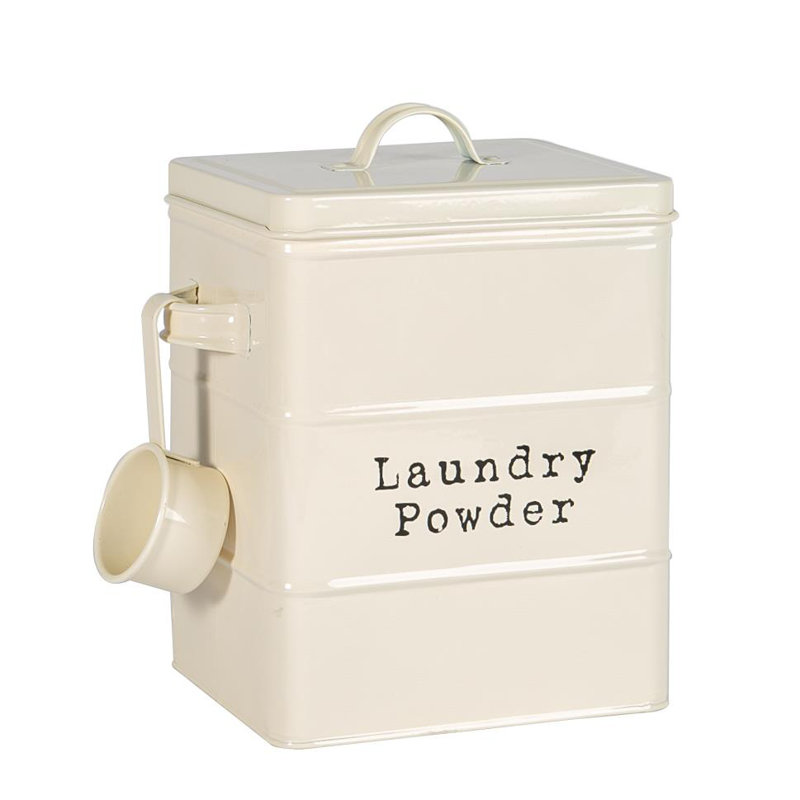 Harbour Housewares - Vintage Metal Laundry Powder Canister, Cream