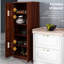 Armoire de rangement de 63 po, rangement autoportant brun clair. 5 tablettes réglables qui complètent le décor de la salle à manger 2 et améliorent l'organisation