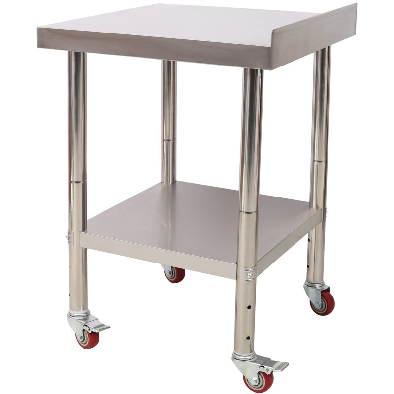 Table de préparation robuste en acier inoxydable avec dosseret et tablette réglable