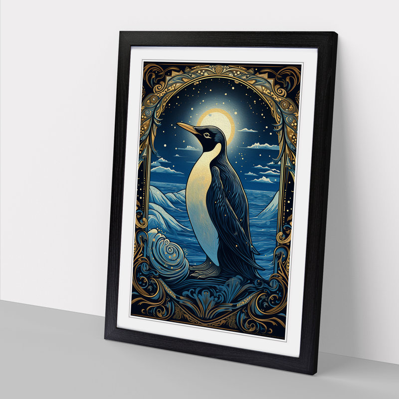 Penguin Nouveau 1 Piece Single Picture Frame Wall Art, 64cm H x 46cm W x 2" D, Black Framed