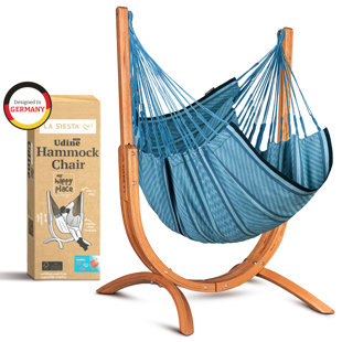 Chaise hamac en coton biologique LA SIESTA® Udine avec support en eucalyptus FSC®
