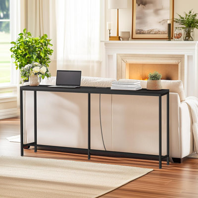Modern Console Table With Built-In Outlets And USB Ports, Versatile Sofa Table For Living Room, Office, Hallway, And Bedroom