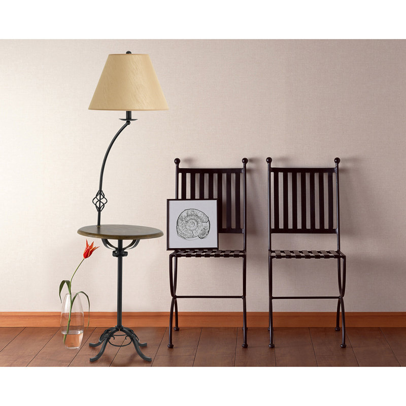 Lampe sur pied à plateau 62 "noir avec abat-jour empire brun 62"