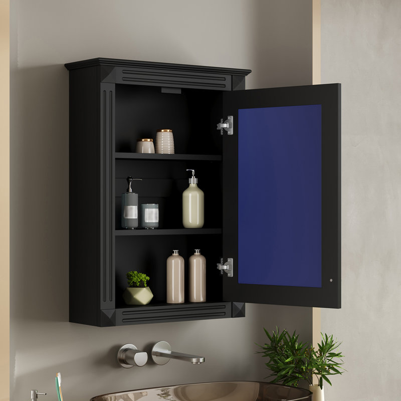 Armoire de rangement de salle de bain murale 20 "avec miroir, Noir