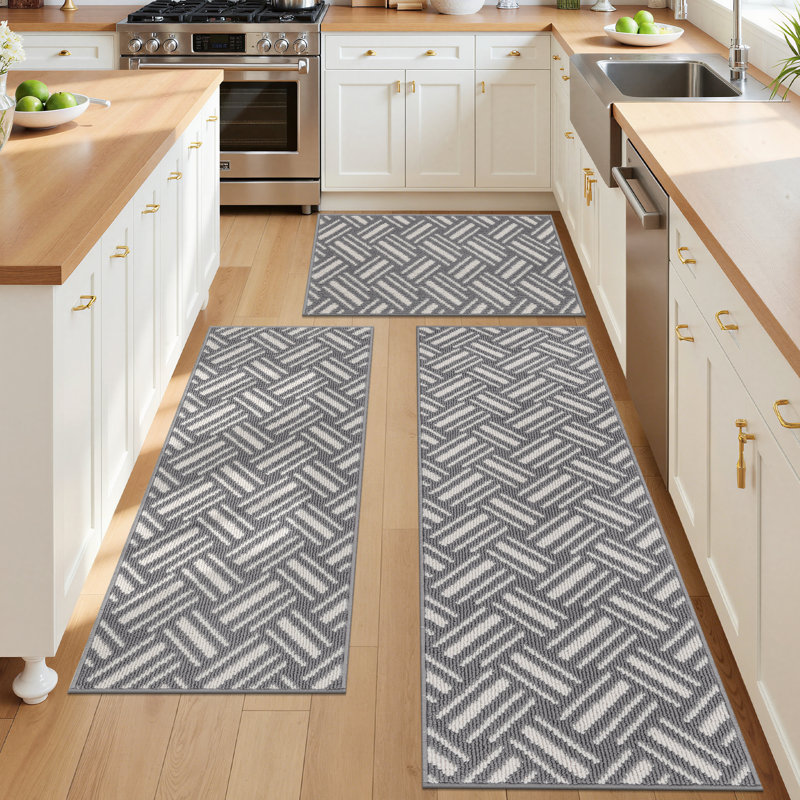 Tapis de cuisine antidérapant lavable à la machine, Gris