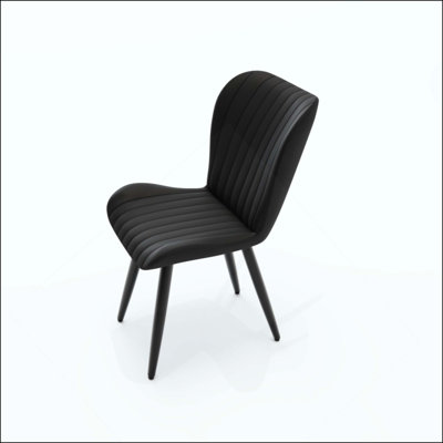 Ensemble de 2 chaises de salle à manger modernes en similicuir avec coussins épais et pieds en métal, chaises d'appoint en faux cuir sans accoudoirs pour la cuisine et la salle à manger
