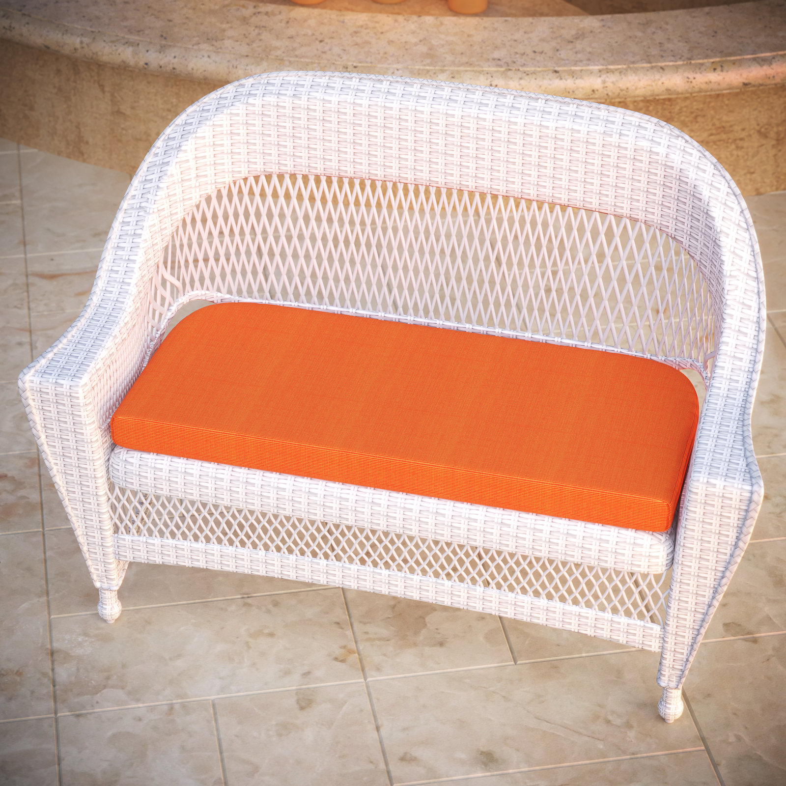 43" Sunbrella® Bench Cushion, Sunbrella Upholstery Tangerine Sunbrella® Canvas