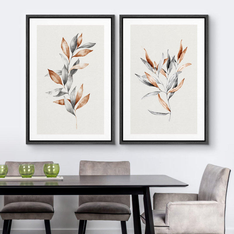 Aquarelle, pastel, forêt, plantes, nature, désert, illustrations, art rustique minimal, Noir, H 36 po x l 48 po