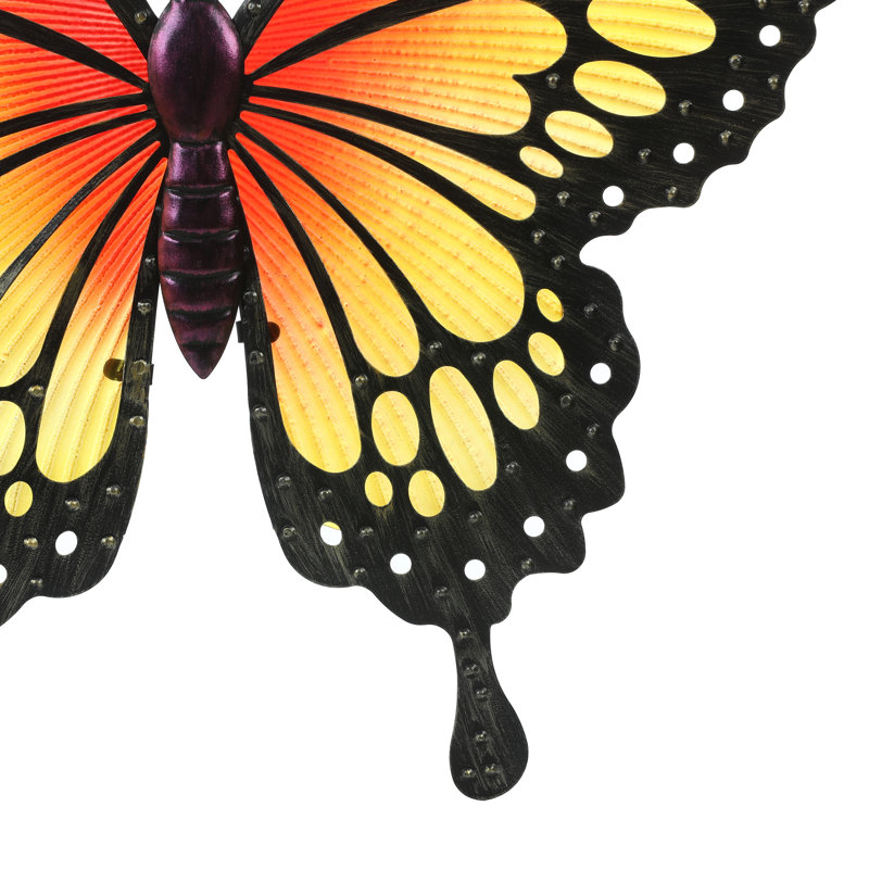 18'' Butterfly Wall Decor, UV Resistant Outdoor Wall Art with Colorful Glass Wings