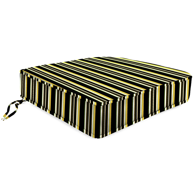 22.5" x 22.5" Outdoor Deep Seat Cushion with Ties and Welt, Black