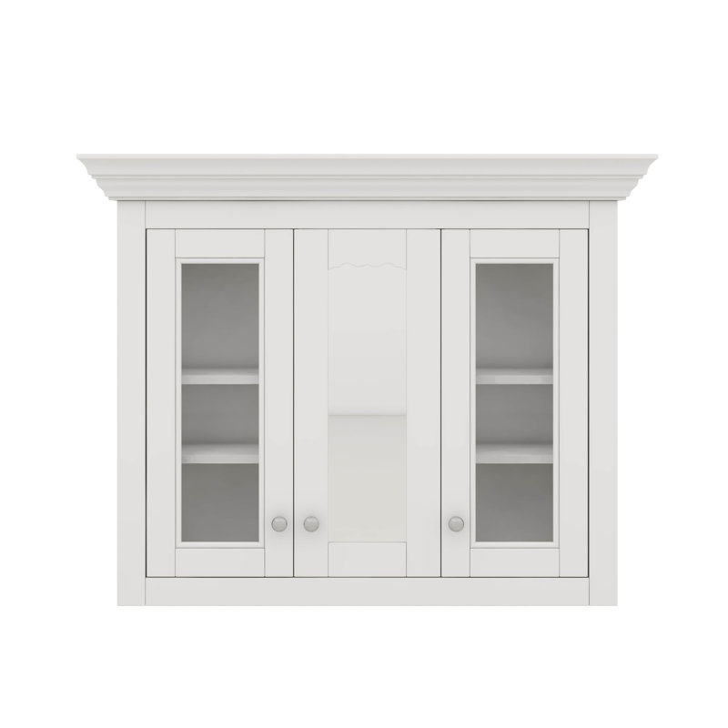 Pharmacie pour salle de bain à miroir 35 po, unité murale avec 5 tablettes fermées réglables, porte vitrée