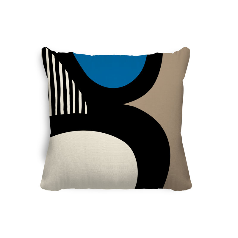 Lara Abstract Outdoor Reversible, 15" x 15", Turquoise/Off White