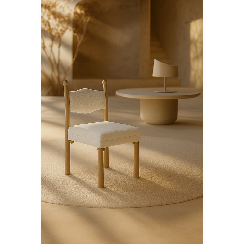 Chaise Kenyatta Bol Sant, Mélange de polyester à rayures vertes / blanches, Bois jaune clair