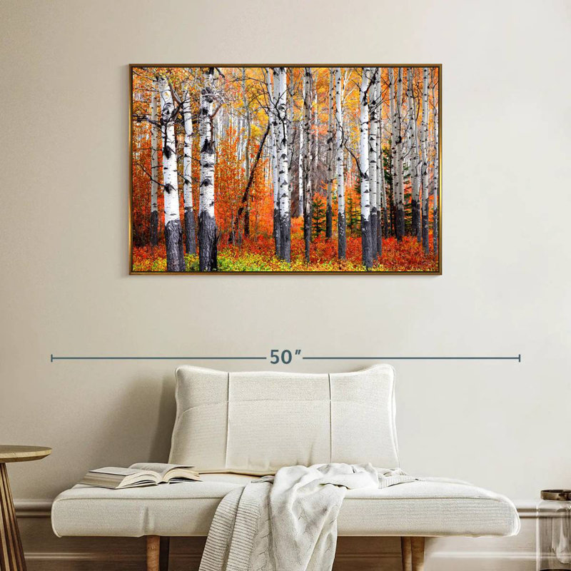 Forêt de trembles de Banff, Cadre flottant doré, 40 po x 27 po