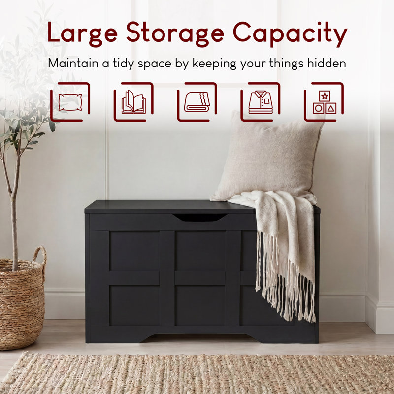 Storage Ottoman Bench Modern Storage Chest with Lift-Up Lid for Bedroom Living Room & Hallway , Black