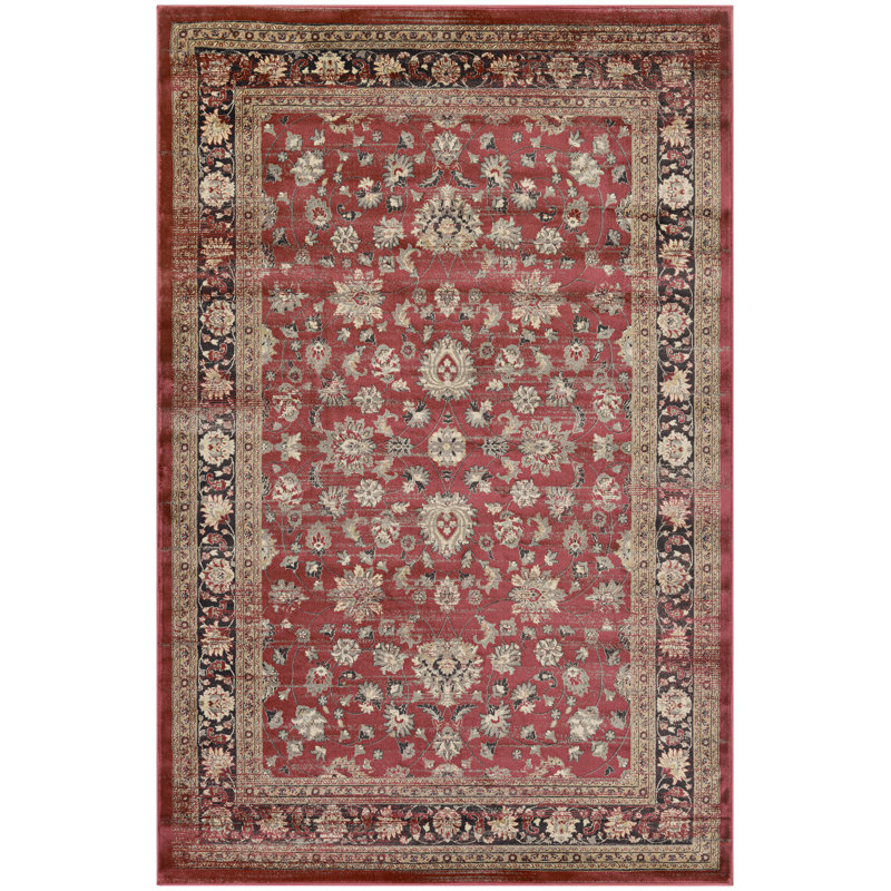 Tapis oriental rouge/noir Connors, Rectangle 2 pi x 3 pi 7 po