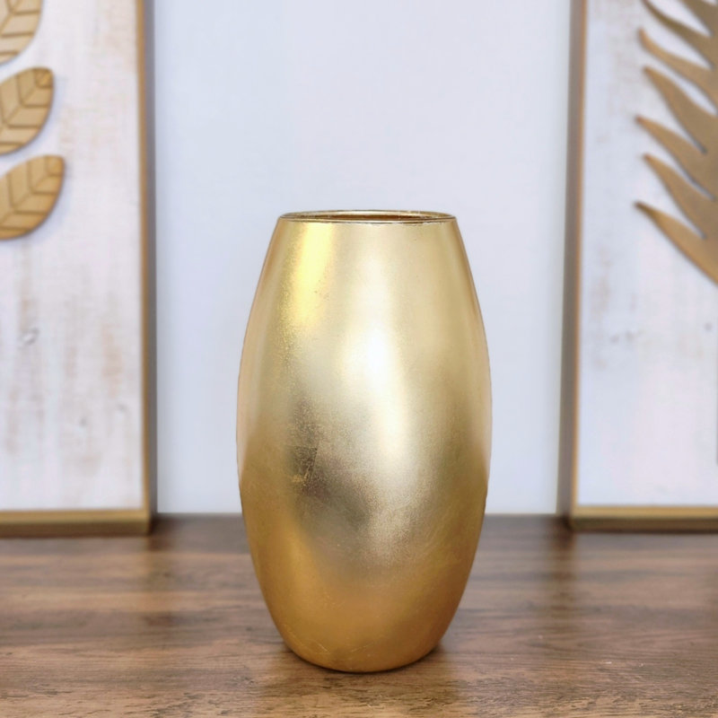 Vase AMaryllis, Doré, Hauteur totale - 11,75 po