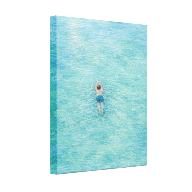 Scénario et paysage urbain flottant dans l'eau bleue claire, H 18 po x l 12 po